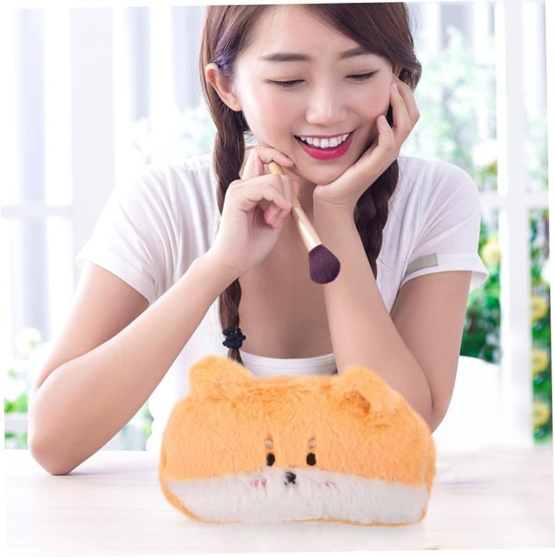 Pink Cartoon Plush Makeup Bag Cute Animal Toiletry Organizer Portable Travel Pouch - Image 5